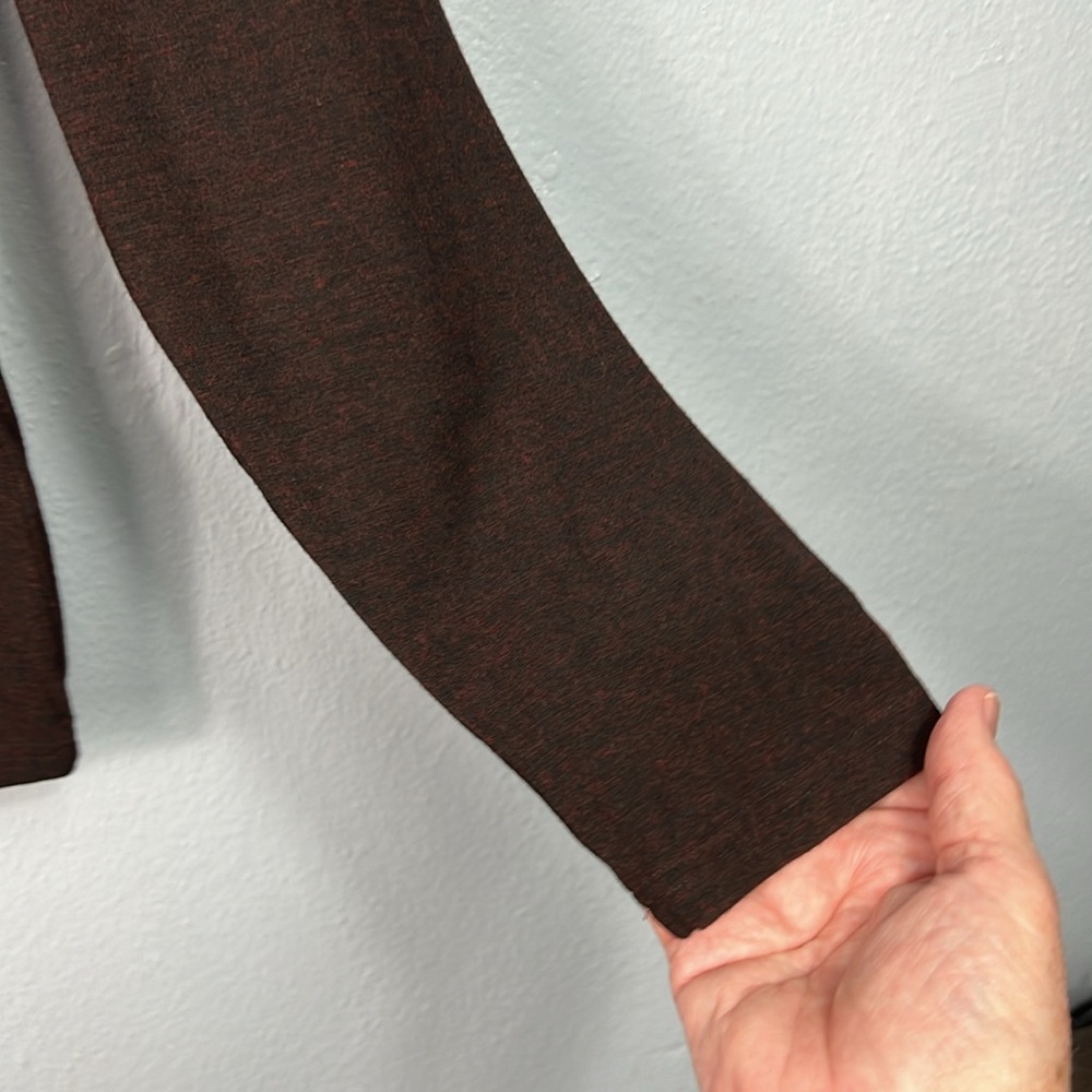Eileen Fisher Long Sleeve Marled Brown Scoop Neck Top Medium - Picture 3 of 5